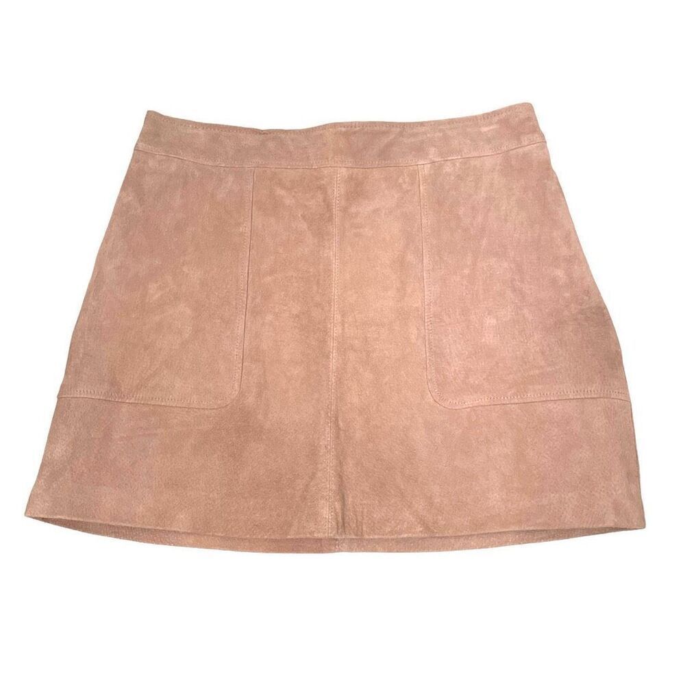 NEW H&M real suede‎ mini skirt Size 10 dusky pink